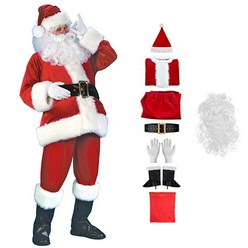 SORIKI 고급 산타복 남자 10종세트 산타옷 산타복장 산타클로스 옷
