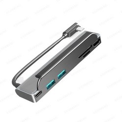 새로운 USB C 허브 3.0 87W PD HDMI 호환 변환기 유형 C 90도 다기능 사이드 클립 어댑터 Ipad Macbook pro 전화, 녹색, 02 6 in 1