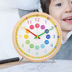 무소음 우드프레임 어린이 학습시계 탁상시계 인테리어 벽시계, 단일
