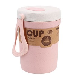 HOOMIN 300ml 아침 식사 컵 음료 디저트 아침 우유 컵 누출 방지 전자 레인지 도시락 봉인 된 음식 수프 절연 컵, 분홍색, 하나, 1개