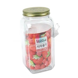 아트웨어 글라스 사각 밀폐용기1600ml 유리병 과일청