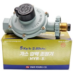 화영상사 LPG 가스 레귤레이터 압력조정기 HYR-5 저압 조절기 5Kg (가정용 업무용), 1개