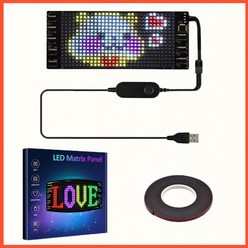 LED전광판 LED 매트릭스 픽셀 패널 스마트 블루투스 앱 제어 스크롤링 밝은 광고 유연한 USB 5V 자동차 사인 디스플레이 호환, 1개, 1.16x32 LEDs 7x17 CM