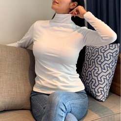 [윈썸] 가을 겨울 초경량 진짜 부들부들 가벼운 우유 공예 원단의 피치 기모 반목 폴라 심플 하이넥 티셔츠