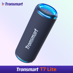 Tronsmart T7 Lite 휴대용 블루투스 스피커 출력24W 최대 24시간 IPX7 방수 캠핑 LED TWS, 블루