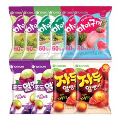 오리온 마이구미 포도 66g+복숭아 66g+청포도 66g+포도알맹이 67g+자두알맹이 67gx각2개(총10개), 10개