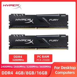 RAM 8GB 16GB 3600MHz 3200MHz 2666MHz 2400MHz 메모리 DIMM 288Pin 1.2V DDR4 HyperX FURY PC4-25600 21300 1, 8GB DDR4 3600MHZ X1