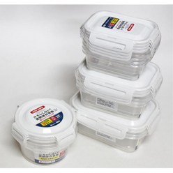일본 밀폐용기 화이트 흰색 반찬통 세트 냉장고수납 보관통 밀폐반찬용기 수납함, 사각 소 세트