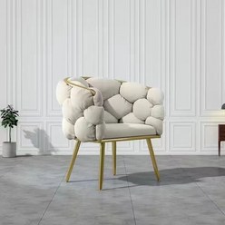 Teaniig 럭셔리 침실 쿠션 의자 캐주얼 화장 의자 메이크업 체어, 흰색 메이크업의자, 1개