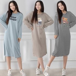 [오지다] 여성용 긴팔원피스 99빅사이즈 잠옷
