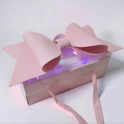 프로포즈 기념이벤트 생일 선물 상자 자이언트 리본 선물박스 +전구, 핑크, 1개