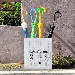 설렘하우스 일러스트 우산꽂이 업소용 철제 대용량 우산꽃이 우산통, 1개