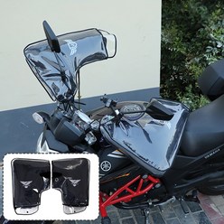에어카 오토바이 방한토시 방한장갑 + 레인방수 커버 세트, 블랙
