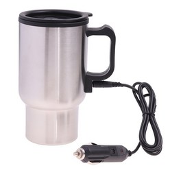 차량용 커피포트 테슬라호환용 전기 난방 스틸 차량 가열 컵 자동차 주전자 커피 머그잔 USB 보온병 12V 450ml