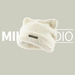 SJW 여성 밍크 털모자 고양이 귀 무지 귀염핏 비니 방한 겨울모자 코디 4컬러, 흰색, 1개