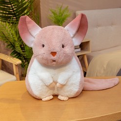 친칠라 인형 귀여운 햄스터닮은 쥐 핑크 화이트 그레이 마우스, 25cm, 핑크 친칠라 인형