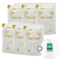무궁화 키친솝 자몽&민트 친환경 주방세제 700ml 리필 x 6개 + 공용기 (주방세제용), 단일옵션