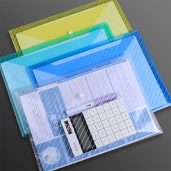 Pyunri A4 똑딱 단추 투명 줄무늬 서류 봉투 클리어 파일, 투명 10개