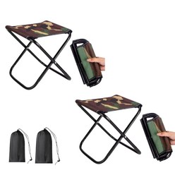 픽스락 접이식 낚시 등산 미니 휴대용 초경량 의자, 2개, 밀리터리