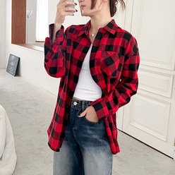[오버나인] 여자 여성 셰퍼드 체크 남방 루즈핏 셔츠