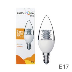 장수 LED 촛대구(투명) 5W, 전구색(웜화이트), E17베이스, 1개