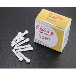 cock 소프트 란셋 100개 28G 랜싯 로슈침 사혈 사혈침 채혈기/채혈침, 1개, 100피스