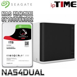 IPTIME NAS4dual 가정용NAS 서버 스트리밍 웹서버, NAS4DUAL + 씨게이트 IronWolf 1TB NAS (1TB X 1) 나스전용하드