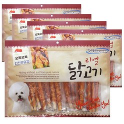 헬로도기 펫더맨 리얼 300g 닭고기 오리고기 치킨스틱 연어포 샌드위치 사사미, 5개, 리얼 치킨우유껌 300g