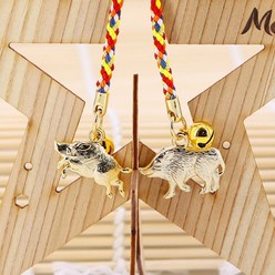 사쿠라네코 일본전통 황금복돼지 스트랩(일본기념품 에어팟키링 핸드폰줄 부모님선물), 황금복돼지(돌진)