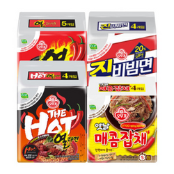 더핫열라면 120G 4개 + 오뚜기 열라면 120g 5개 + 오뚜기 진비빔면 156g 4개 + 옛날매콤잡채 77.5GX4