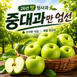 [50%첫수확특가] 새콤달콤 청사과 썸머킹 아오리사과, 1박스, 2kg(중대과8과내외)