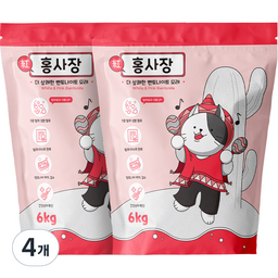 홍사장 탈취강화형 고양이 벤토나이트 모래, 6kg, 4개, 무향 · 4개 · 6kg