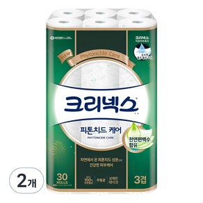 크리넥스 피톤치드 케어 천연펄프 3겹 고급롤화장지, 27m, 30개입, 2개