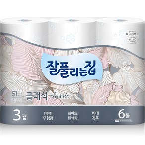 잘풀리는집 클래식 3겹 고급롤화장지, 25m, 6개입, 1개