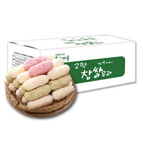 대용량 전통 혼합 찹쌀 유과 백년초 쑥 한과 명절 추석 선물 세트 900g, 1개, 보자기포함