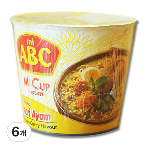 ABC 미컵 인스턴트 라사 카리아얌 치킨커리향 60g, 6개