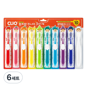 크리오 펌프팝 주니어 3단계 칫솔, 혼합색상, 10개입, 6세트