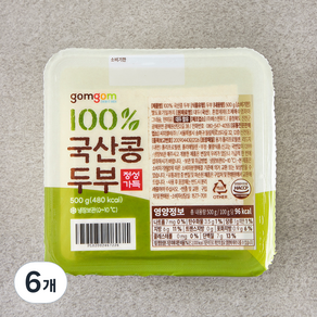 곰곰 100% 국산콩 두부, 500g, 6개