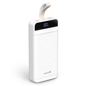 밸류엠 22.5W 대용량 PD 고속충전 LED 랜턴 보조배터리 30000mAh, VM-B2PA30IPQ, 화이트
