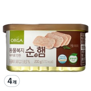 ORGA 동물복지 돼지로 만든 순햄 200g, 4개