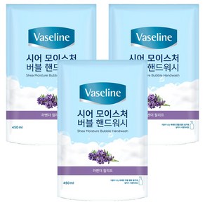 애경바세린 시어 모이스처 버블 핸드워시 라벤더향 리필, 450ml, 3개