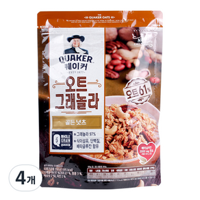 퀘이커 오트 그래놀라 시리얼 골든넛츠, 350g, 4개