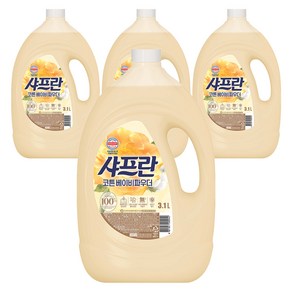 샤프란 섬유유연제 코튼 베이비파우더, 3.1L, 4개