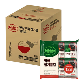 비비고 한달 직화참기름김 12p, 54g, 4개