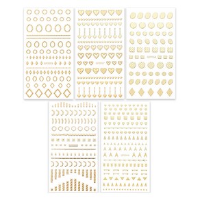 3D 골드 도형 메탈 네일 스티커 5종 세트