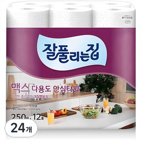 잘풀리는집 맥스 다용도 천연펄프 롤키친타올, 12개입, 24개