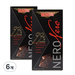 NOVI 카카오 99% 초콜릿, 75g, 6개