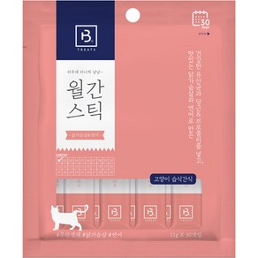 브리더랩 하루에 하나씩 월간스틱 짜먹는 고양이 간식, 혼합맛(닭가슴살/연어), 30개, 11g