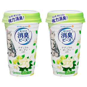 유니참 고양이 뿌려쓰는 비즈 탈취제 네추럴 그린향, 2개, 450ml
