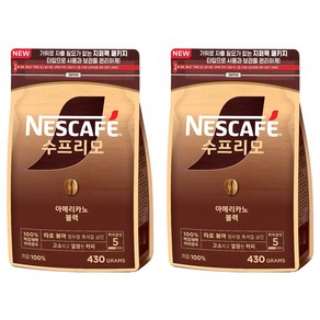 네스카페 수프리모 아메리카노 블랙 파우치 원두커피믹스, 430g, 2개